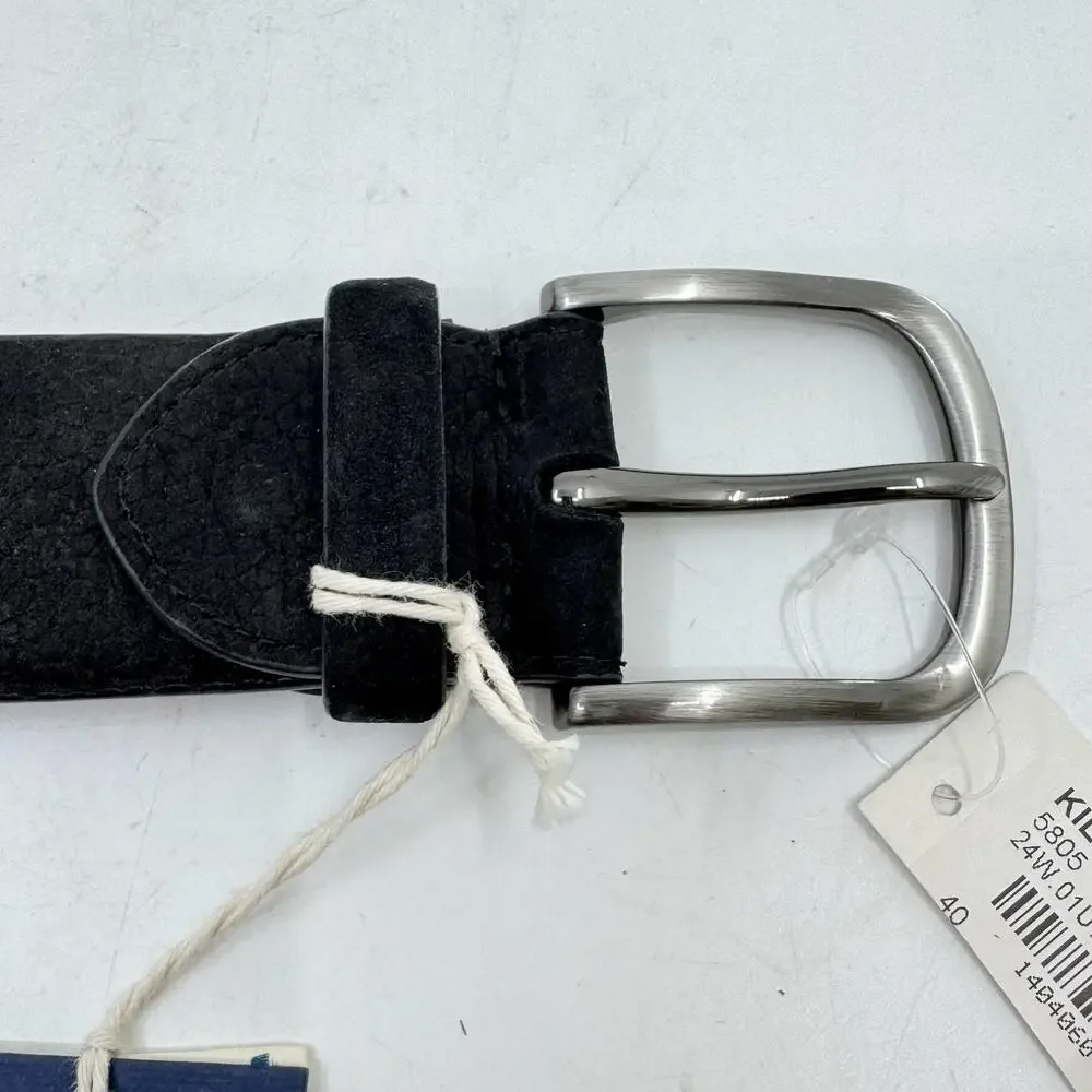 NWT VENETA CINTURE Black Suede Pebbled Men's Leather Belt